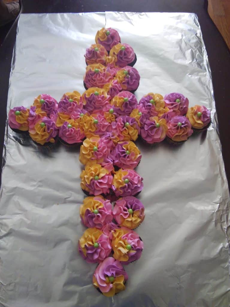 Easter Cross Cupcakes for dessert.